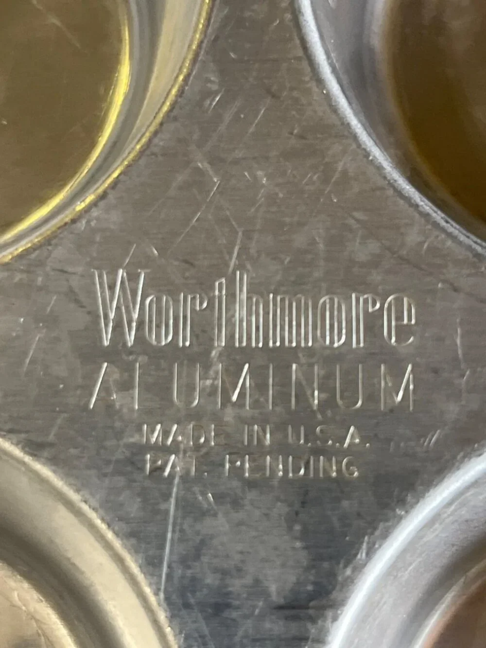 Vintage Worthmore Aluminum Muffin Pan 6 Cup Made in USA Cupcake Baking Tin Used